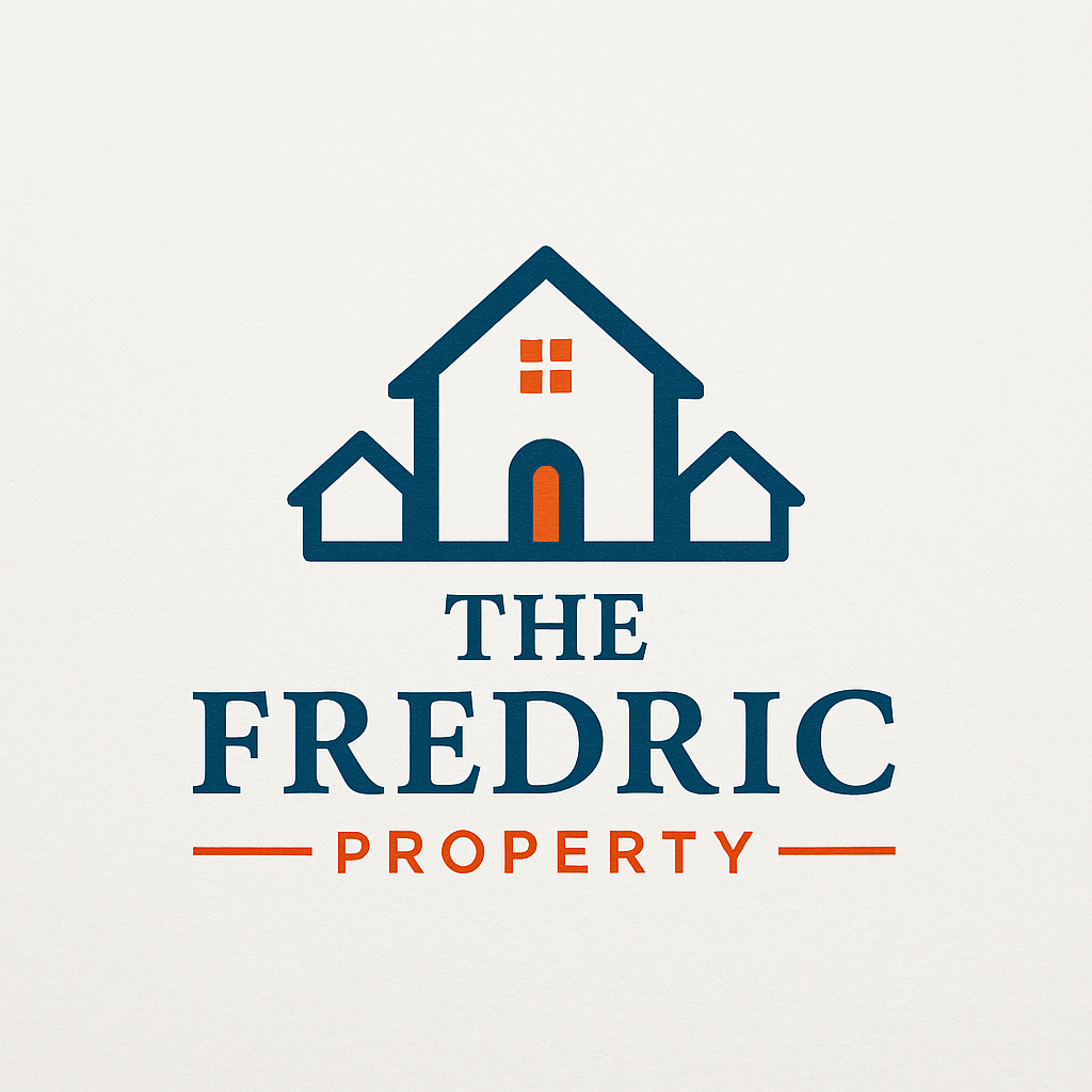 A logo for "The Fredric Property" featuring a house.
